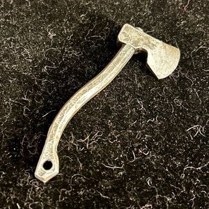 Funky Silver Axe Pendant or Keychain.  Conversation Piece
